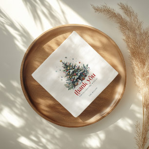 Christmas Tree Red Retro Typography Napkin