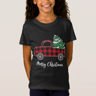 Christmas Tree Red Truck Buffalo Plaid Funny Tee X