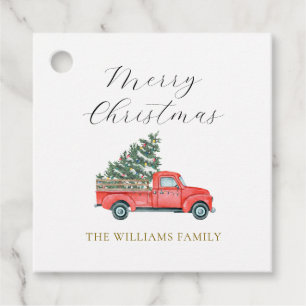 Christmas Tree & Red Truck Cute Merry X'mas Favour Tags