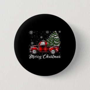 Christmas Tree Red Truck Pajama, Vintage Buffalo P 6 Cm Round Badge