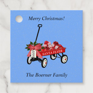 Christmas Tree Red Wagon Gift Wrapping Tags