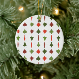 Christmas Tree Red White Green Ornament