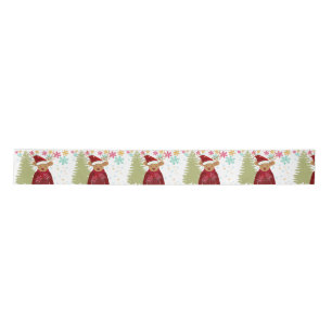 Christmas Tree & Reindeer Red Green White Classic Satin Ribbon