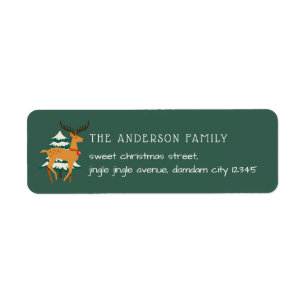Christmas Tree & Reindeer Simple Return Address