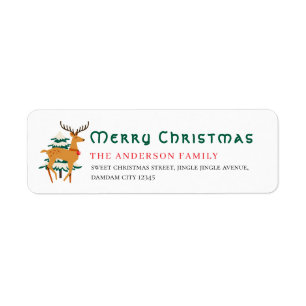 Christmas Tree & Reindeer Simple Return Address