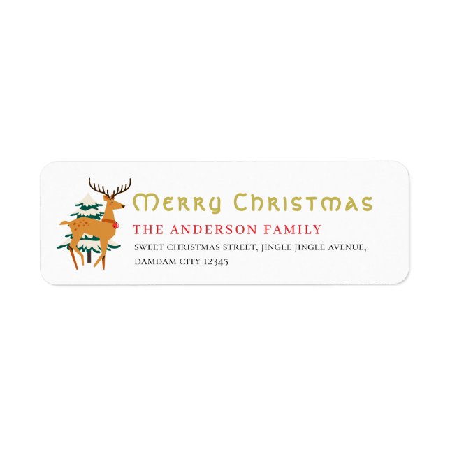 Christmas Tree & Reindeer Simple Return Address (Front)