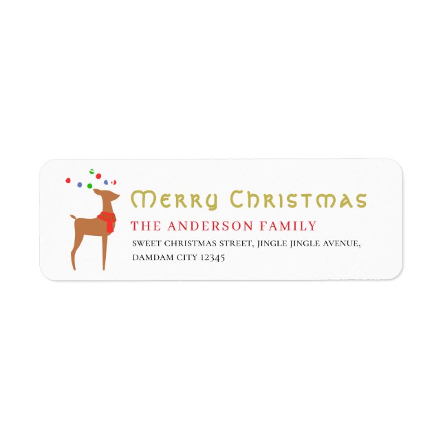Christmas Tree & Reindeer Simple Return Address (Front)