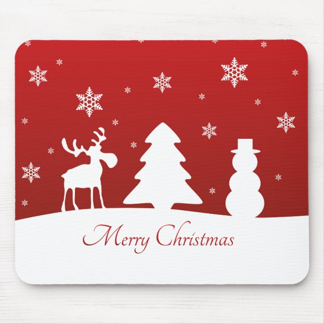 Christmas Tree Reindeer Snowman Mouse Pad (Front)