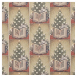 Christmas Tree Religious Vintage Holiday Fabric