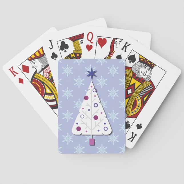 Christmas Tree Retro Art Holiday Playing Cards (Back)