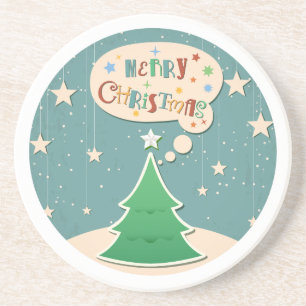 Christmas Tree Retro Christmas Design Coaster
