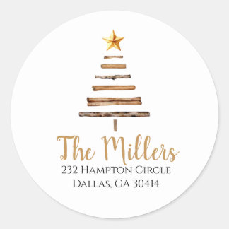 Christmas Tree Return Address Classic Round Classic Round Sticker