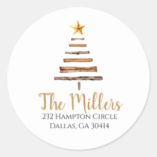  Christmas Tree Return Address Classic Round  Sticker