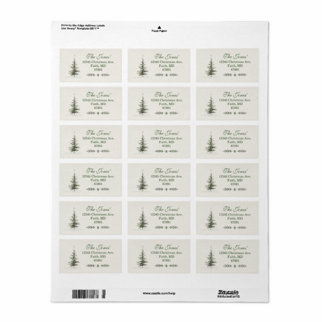 Christmas Tree Return Address Labels (Full Sheet)