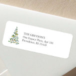 Christmas Tree Return Address Labels<br><div class="desc">Elevate your holiday mailings with these elegant, modern return address labels featuring a Christmas tree in line art and watercolor shades of golden yellow and green. Customise with your names and address using the simple template fields. Perfect for adding a touch of festive charm to your business or personal correspondence....</div>