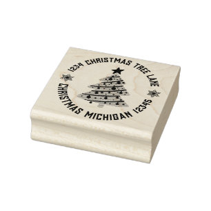 Christmas Tree Return Address  Rubber Stamp