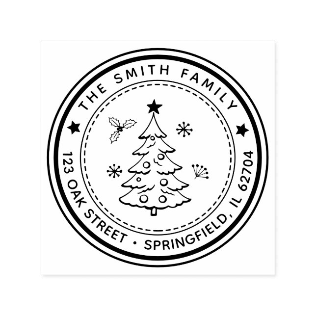 Christmas Tree Return Address Ruber Stamp (Design)