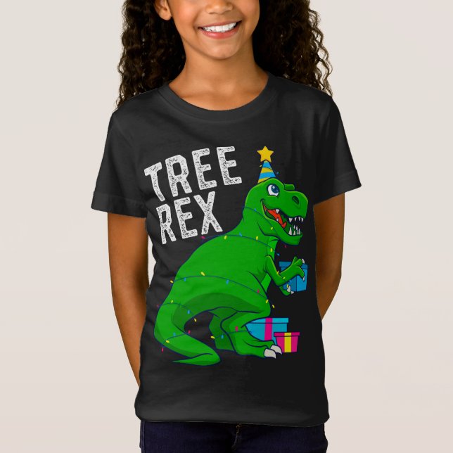 Christmas Tree Rex Dinosaur Xmas Trex Funny T-Shirt (Front)