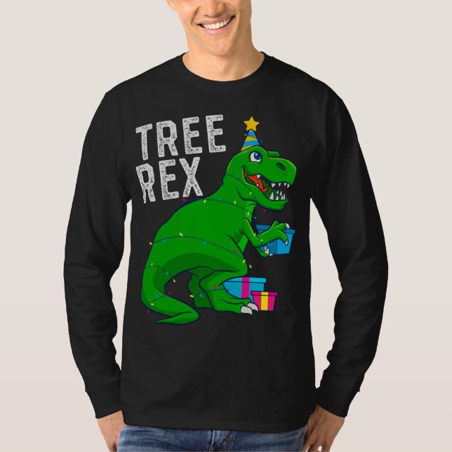 Christmas Tree Rex Dinosaur Xmas Trex Funny T-Shirt (Front)