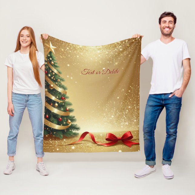Christmas Tree Ribbons Fleece Blanket (In Situ)