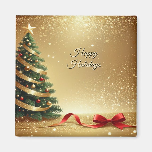 Christmas Tree Ribbons Holiday Magnet (Front)