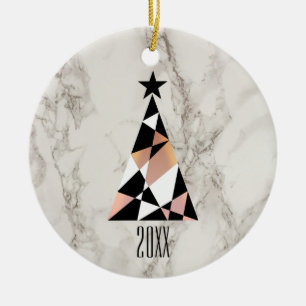 Christmas Tree Rose Gold Marble Ceramic Tree Decoration