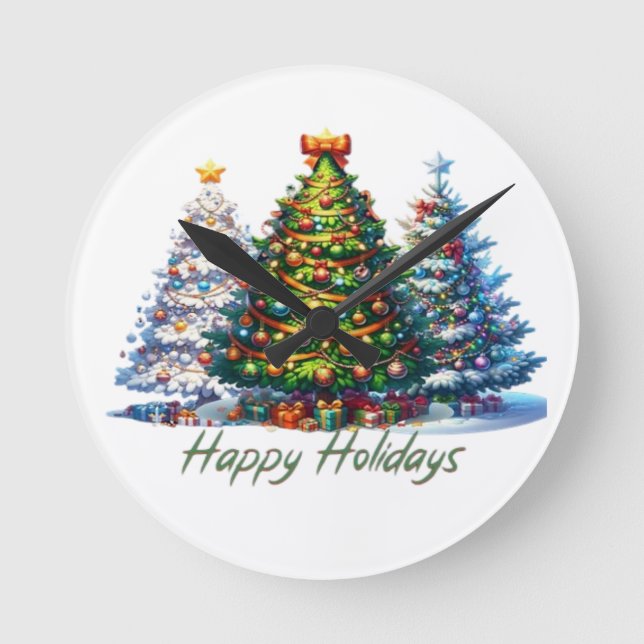 Christmas tree  round clock (Front)