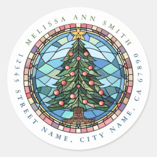 Christmas Tree Round Stickers
