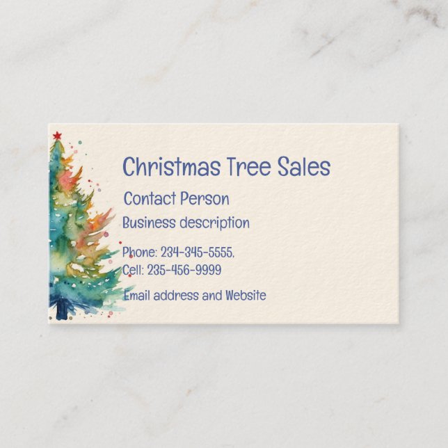 Christmas Tree Sales  Business Card (Front)