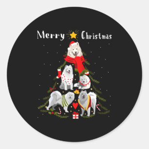 Christmas Tree Samoyed Lover Xmas Dog Owner New Ye Classic Round Sticker
