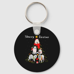 Christmas Tree Samoyed Lover Xmas Dog Owner New Ye Key Ring