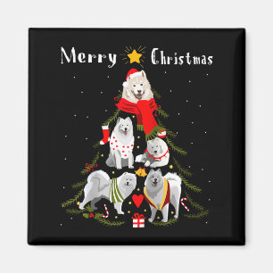 Christmas Tree Samoyed Lover Xmas Dog Owner New Ye Magnet