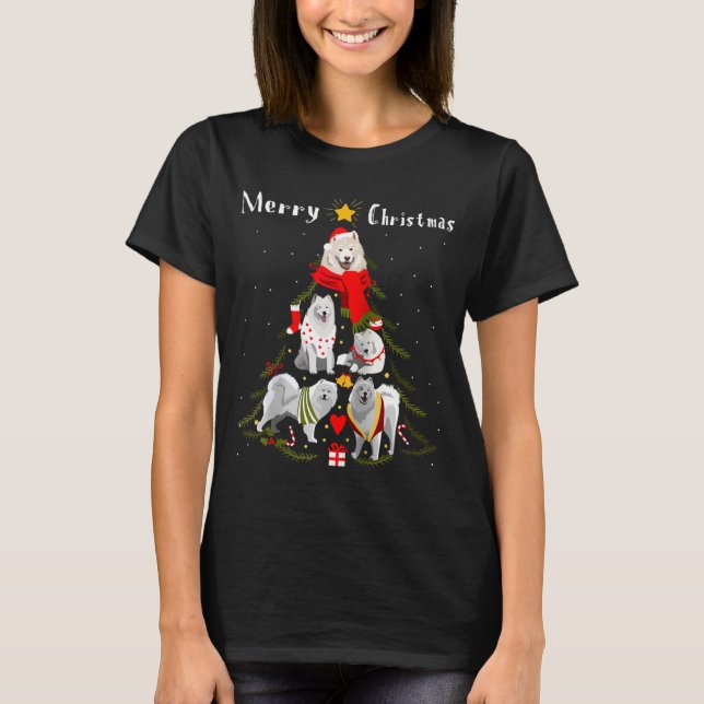 Christmas Tree Samoyed Lover Xmas Dog Owner New Ye T-Shirt (Front)