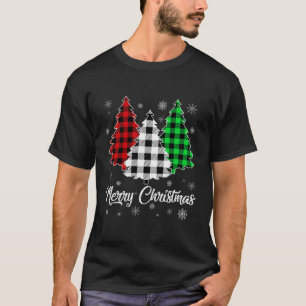 Christmas Tree Santa Buffalo Plaid Print Merry Chr T-Shirt