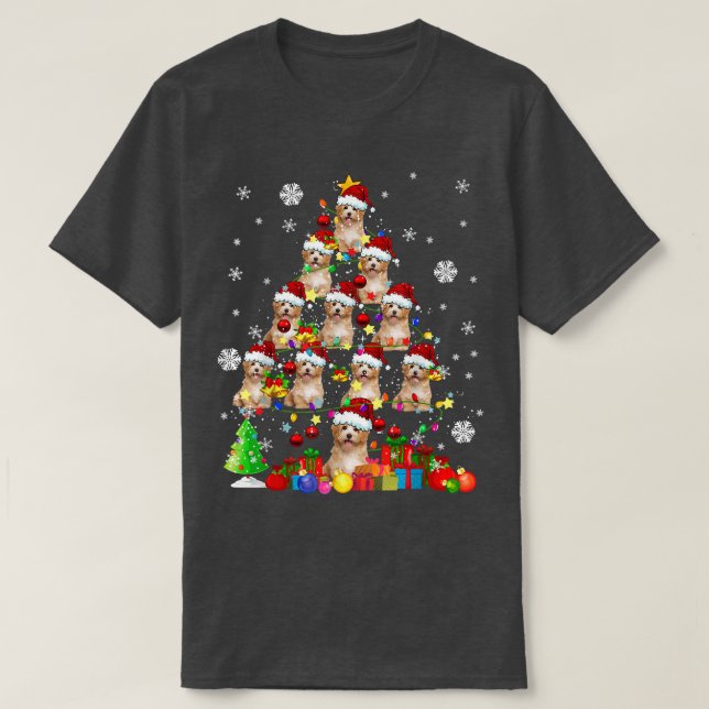 Christmas Tree Santa Cavapoo Christmas Lights Sant T-Shirt (Design Front)