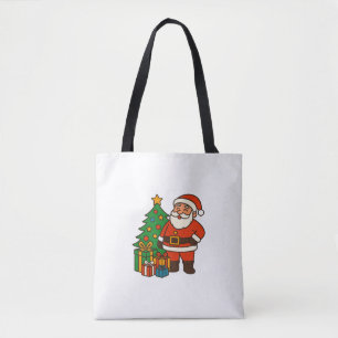 Christmas Tree Santa Claus Tote Bag