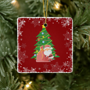 Christmas tree Santa customisable Ceramic Ornament