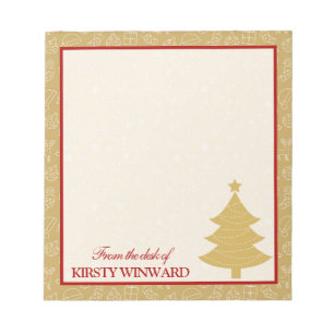 Christmas Tree, Santa Hat and Presents Pattern Notepad