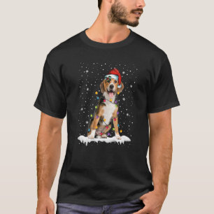 Christmas Tree Santa Hat Beagle Dog Pet Lights  T-Shirt