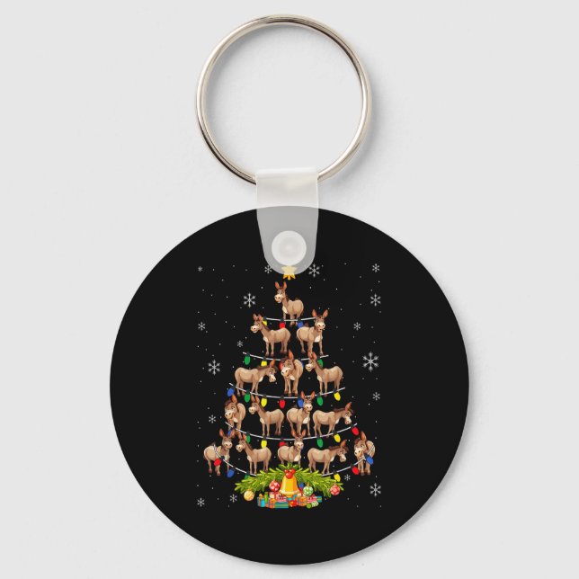 Christmas Tree Santa Hat Lights Xmas  Key Ring (Front)