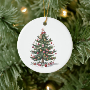 Christmas Tree Santa Merry Christmas Ceramic Tree Decoration