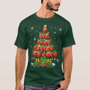 Christmas Tree Santa Strawberries Xmas Light Vegan T-Shirt