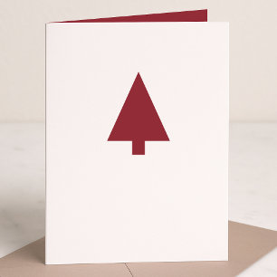 Christmas Tree Scandi Minimalist Simple Burgundy Holiday Card