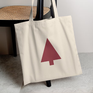Christmas Tree Scandi Minimalist Simple Burgundy Tote Bag