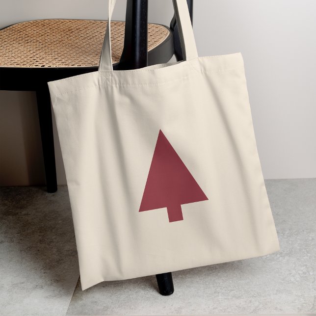 Christmas Tree | Scandi Minimalist Simple Burgundy Tote Bag (Creator Uploaded)