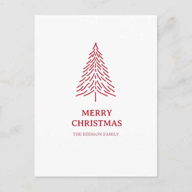 Christmas Tree Scandi Minimalist Simple Holiday  Postcard (Front)