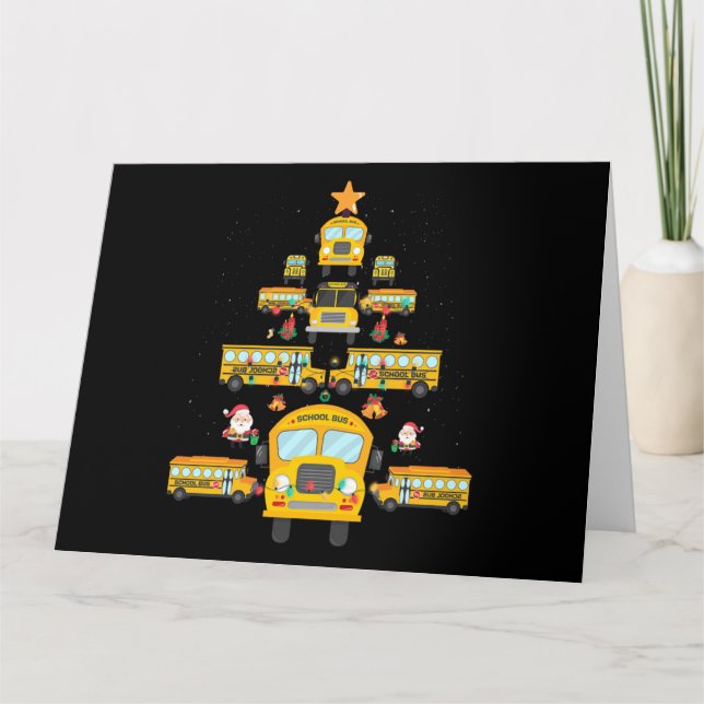 Christmas Tree School Bus Funny Driver Xmas Gift Card (Front)