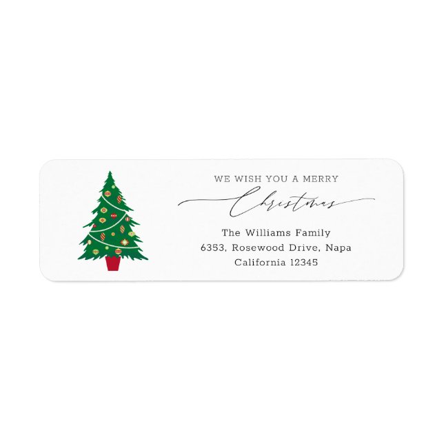 Christmas Tree Script Christmas Return Address (Front)