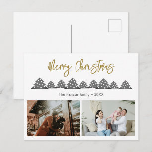 Christmas Tree Script Family 2 Photo  Holiday Postcard
