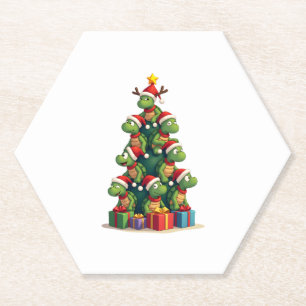 Christmas Tree Sea Turtle Turtles Tortoise T-Shirt Paper Coaster